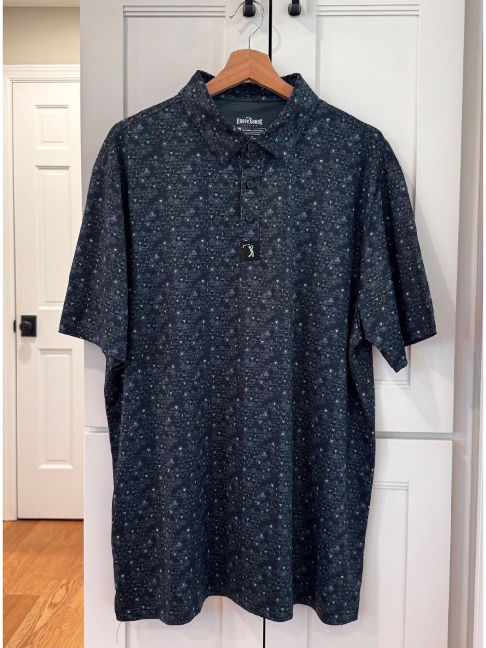 BogeyBros Black and Green Whale Tail Golf Polo Mens Size XL Gray Green Black